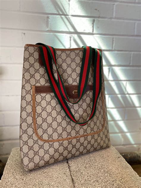 vintage gucci canvas tote|genuine Gucci bag purse tote.